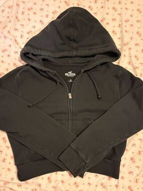Hollister Women's Black Full-Zip Hooded Sweatshirt